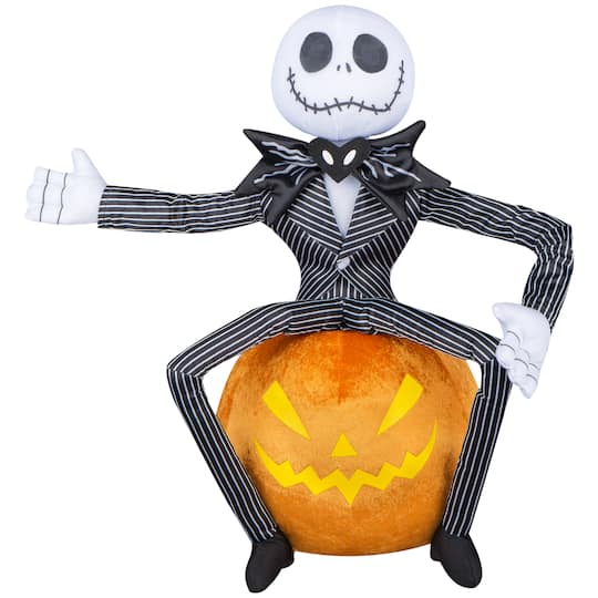 16.5" Jack Skellington on Jack-O'-Lantern Halloween Greeter